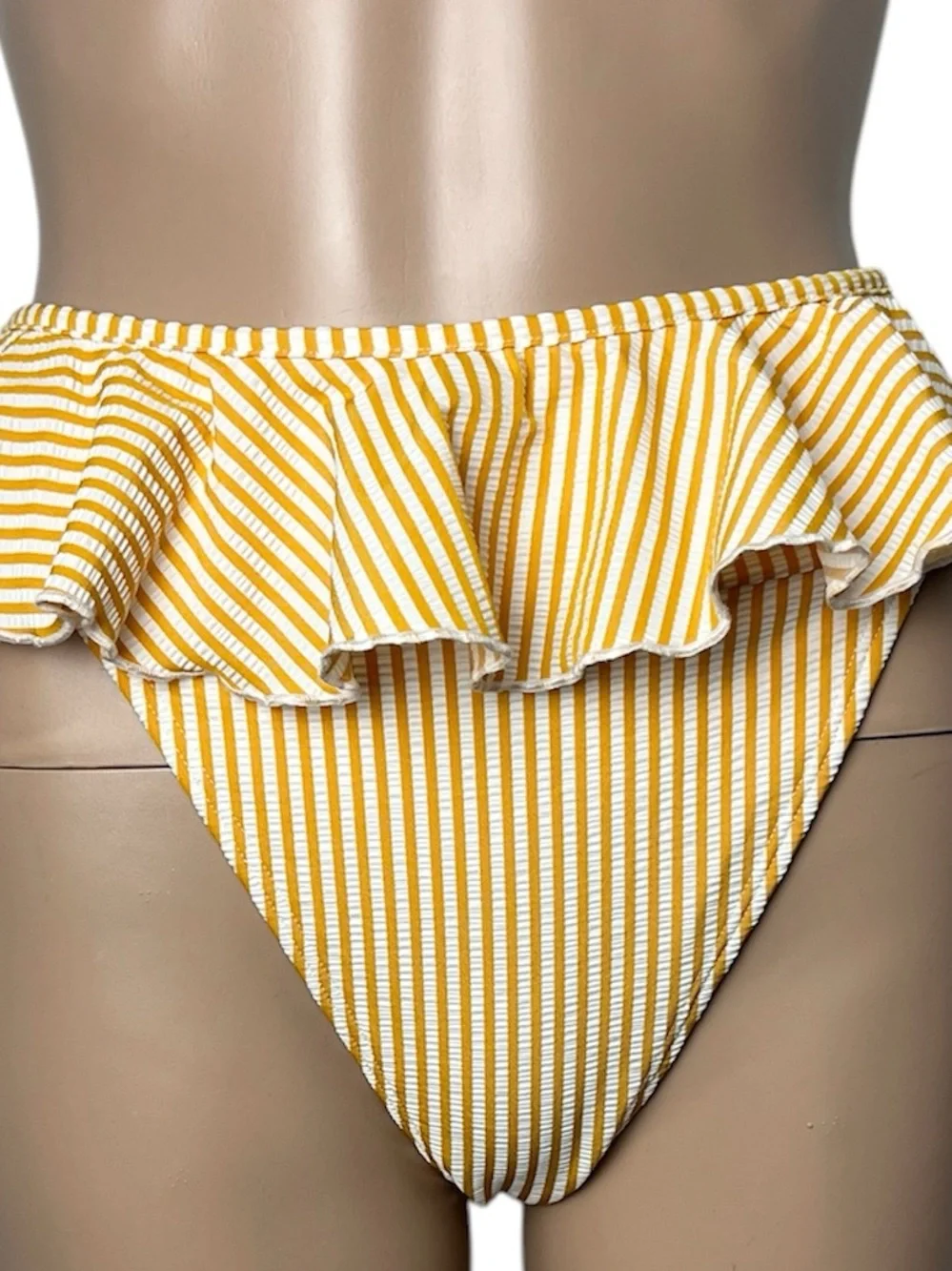 New Montce Canary Stripe Tamarindo Ruffle High-Leg French Cut Bikini Bottom